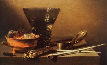 Still Life with Wine and Smoking Implements